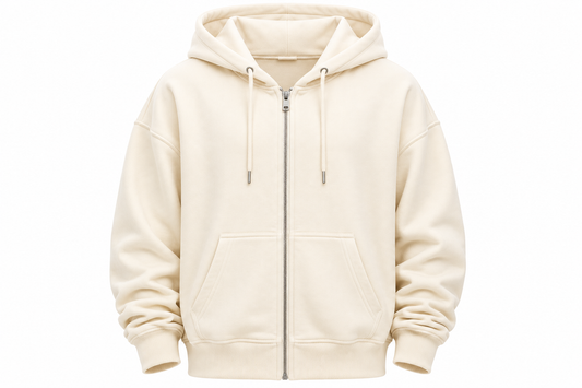 Premium Oversized Zip-Up Hoodie – Cream
