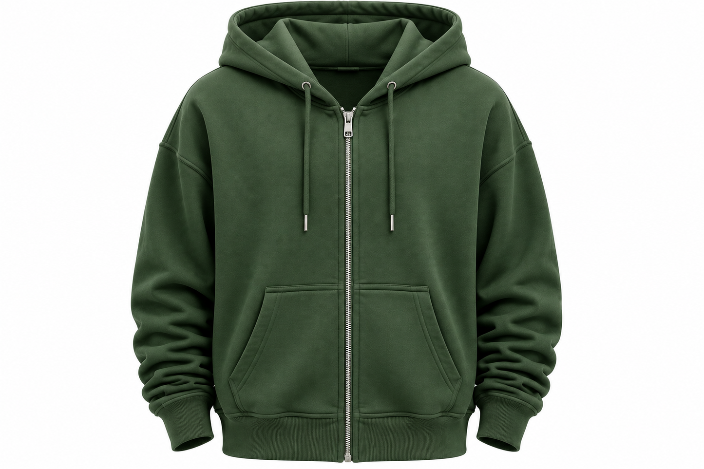 Premium Oversized Zip-Up Hoodie – Forest Green